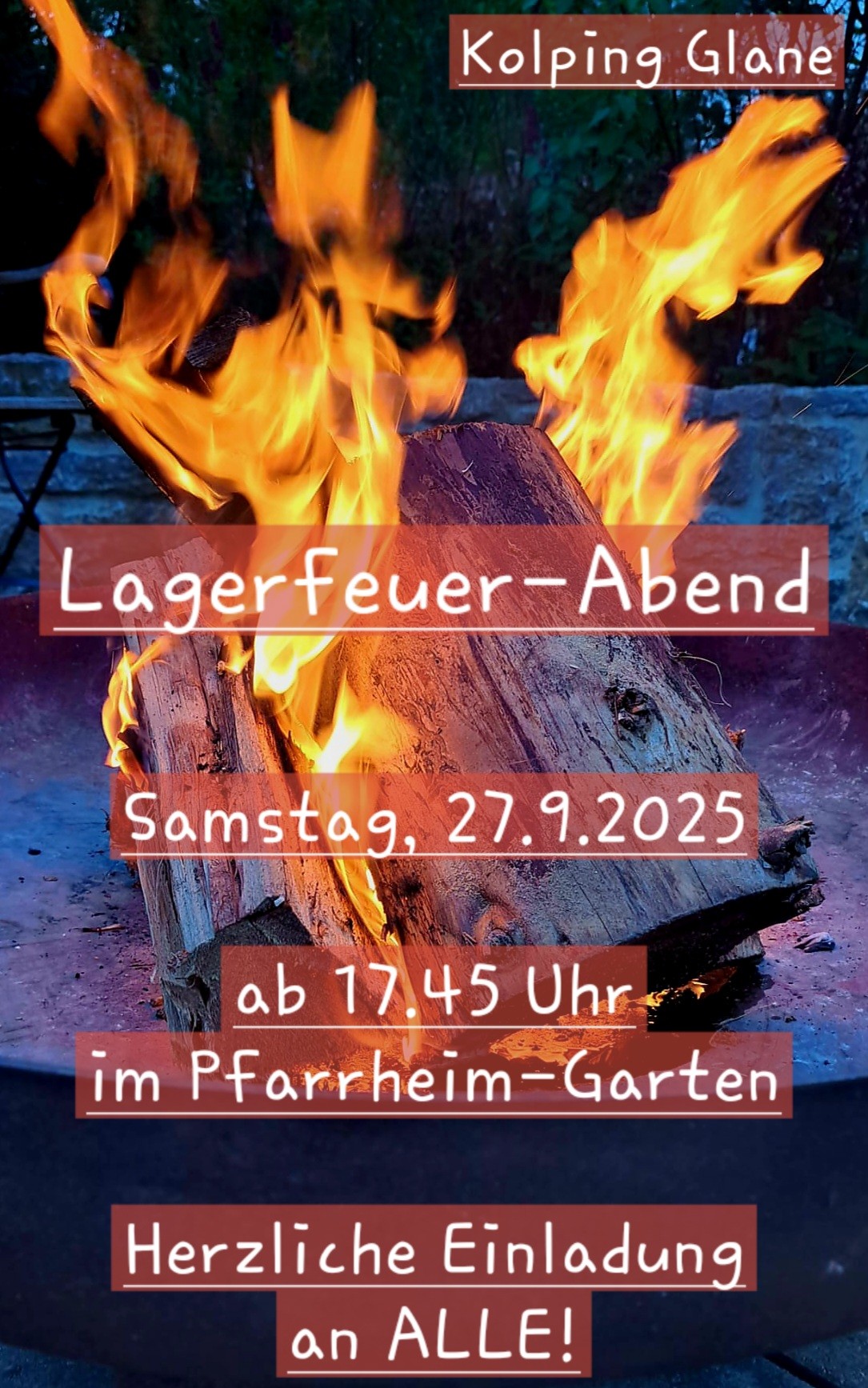 Lagerfeuer, brennende Holzscheite